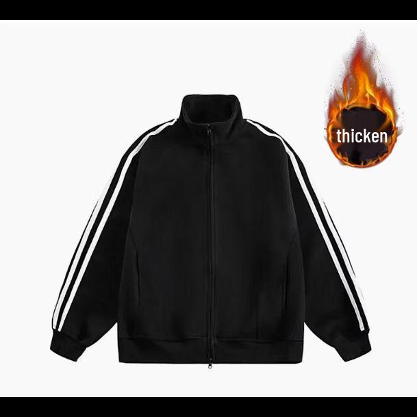 

Унісекс Кардиган-худі з флісовою підкладкою та трьома смугами – Модна вільна куртка для чоловіків та жінок XXL