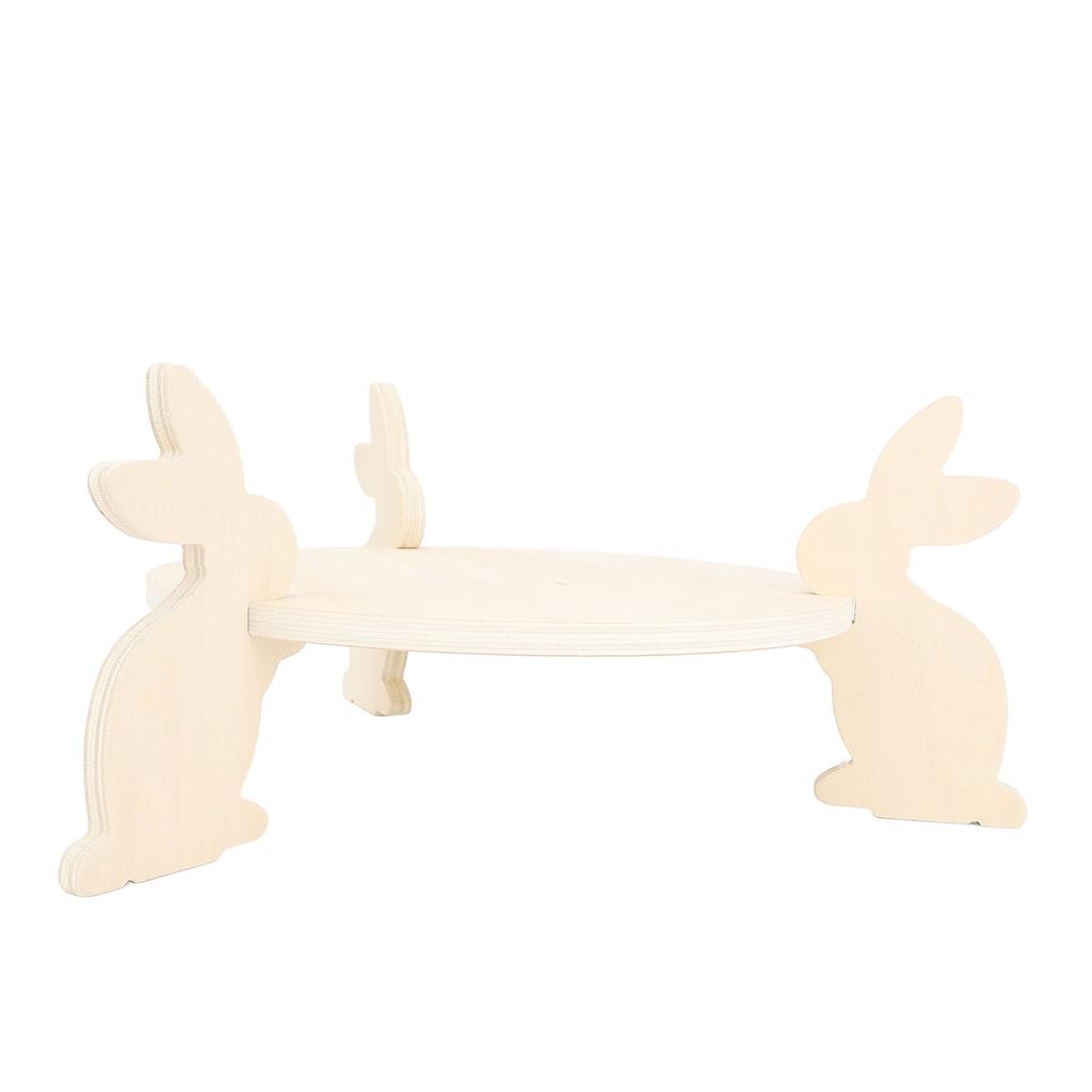 Wood Cake Stand Rustic Cake Display Stand Decorative Wood Cake Platter Tray for Birthday Party Wedding Bunny