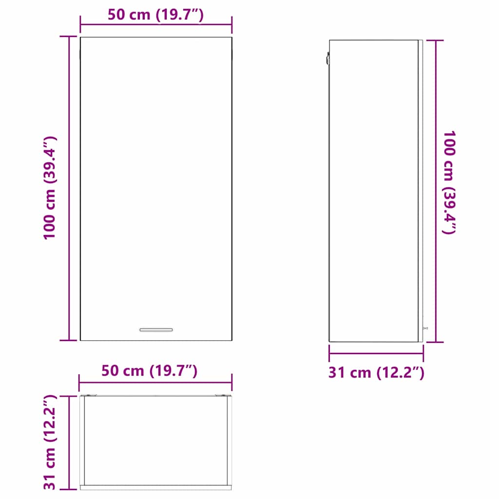 Hanging Cabinet Concrete Grey and White 50 X 31 X 100 Cm Particleboard