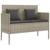 VidaXL Garden Bench with Cushions, Patio Seat, Terrace Chair, Outdoor Backyard Balcony Park Furniture, Grey 365776