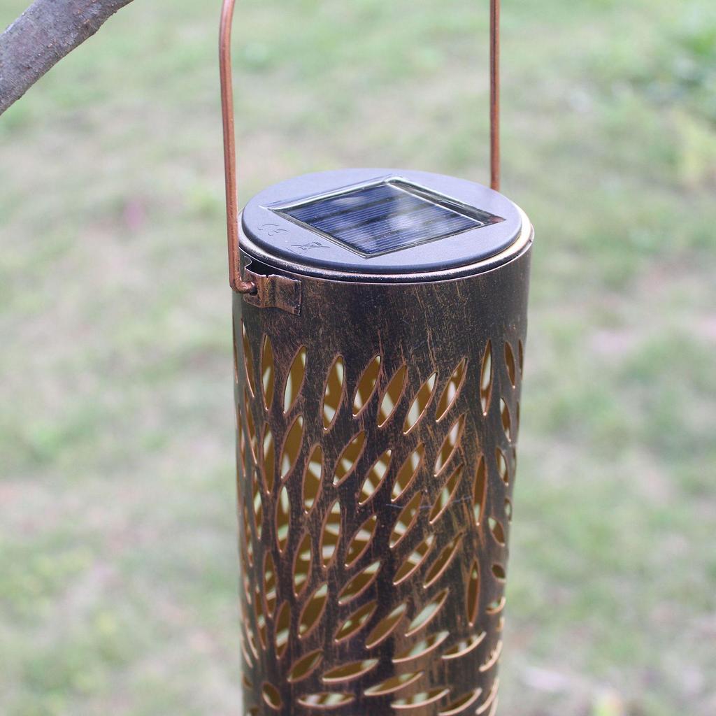Solar-Powered Iron Lantern: Waterproof Garden Pendant Light for Outdoor Decoration