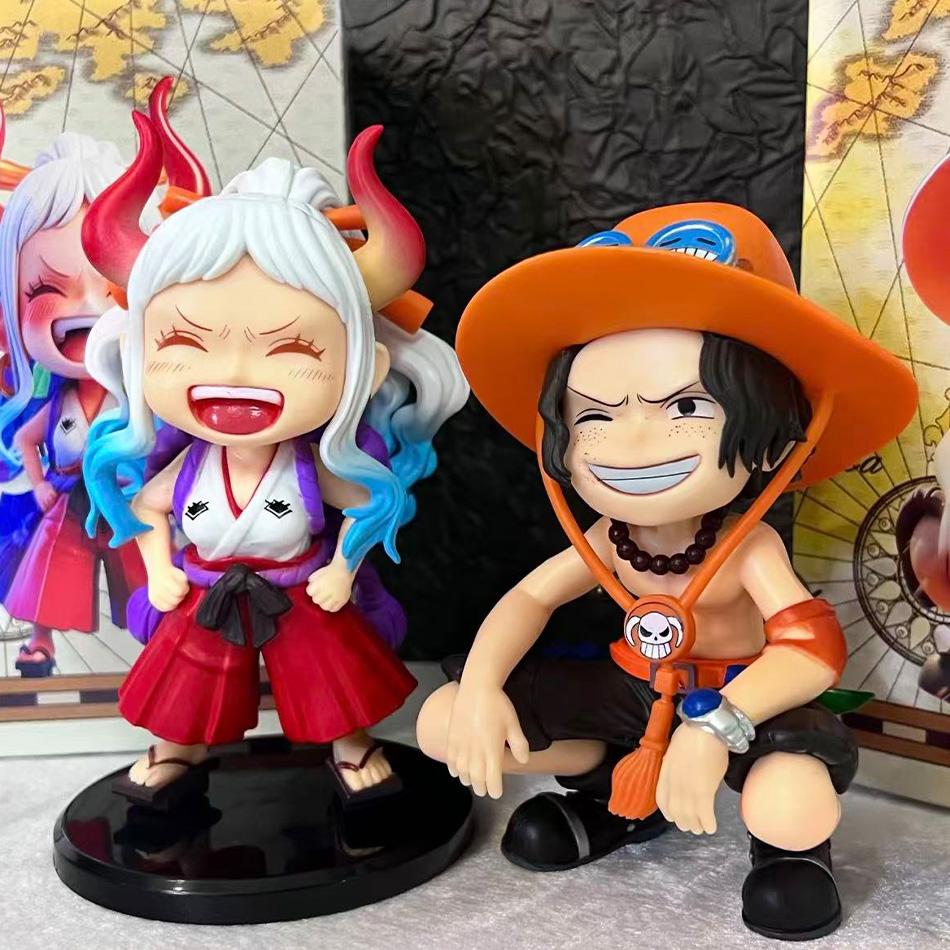 One Piece Handheld Luffy Solon Portgas·D· Ace Sitting Yamato Q-Version Trendy Play Cartoon Anime Car Ornament Peripheral Gifts