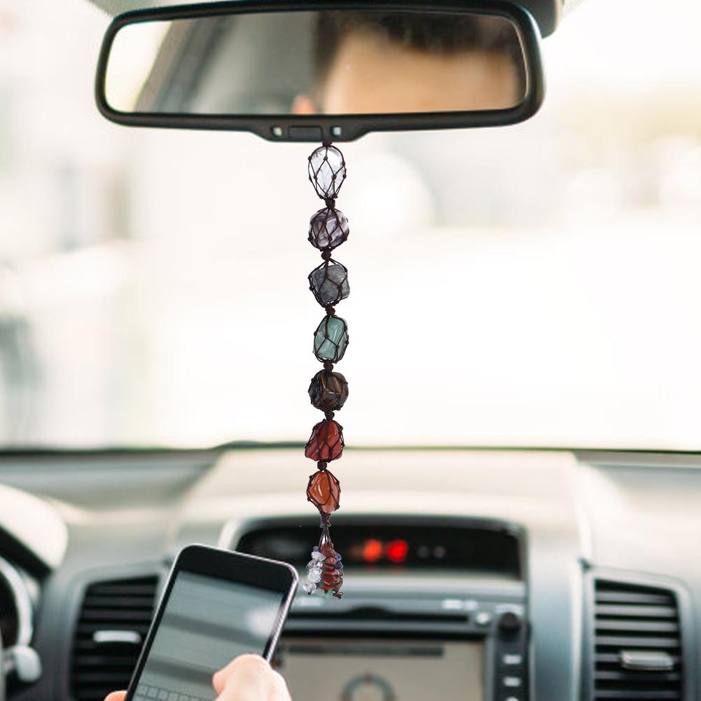 7 Colors Chakra Healing Crystals Gemstones Pendant Natural Stones Decor Hanging Car Home Ornament