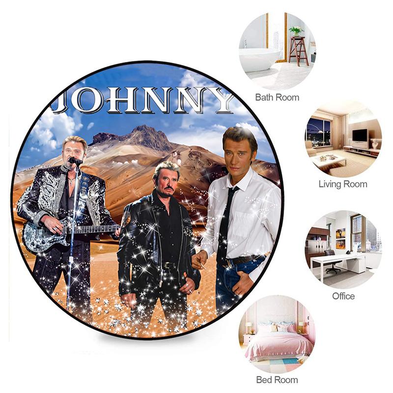 French legendary rock singer and actor Johnny Hallyday Round Carpet Soft Home Decoration Corridor Table and Chair Anti slip Outdoor Floor Mat rug H21