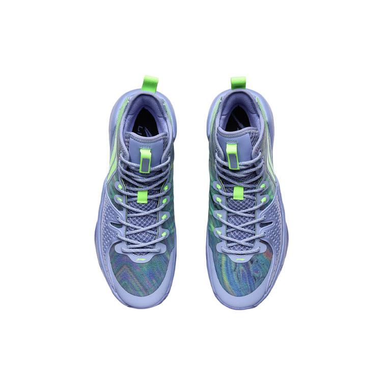 Li Ning Combat Hi Sonic Dämpfung Rutschfest Abriebfest Mittelhohe Basketballschuhe Herren Hell-Irisblau ABAR059-4