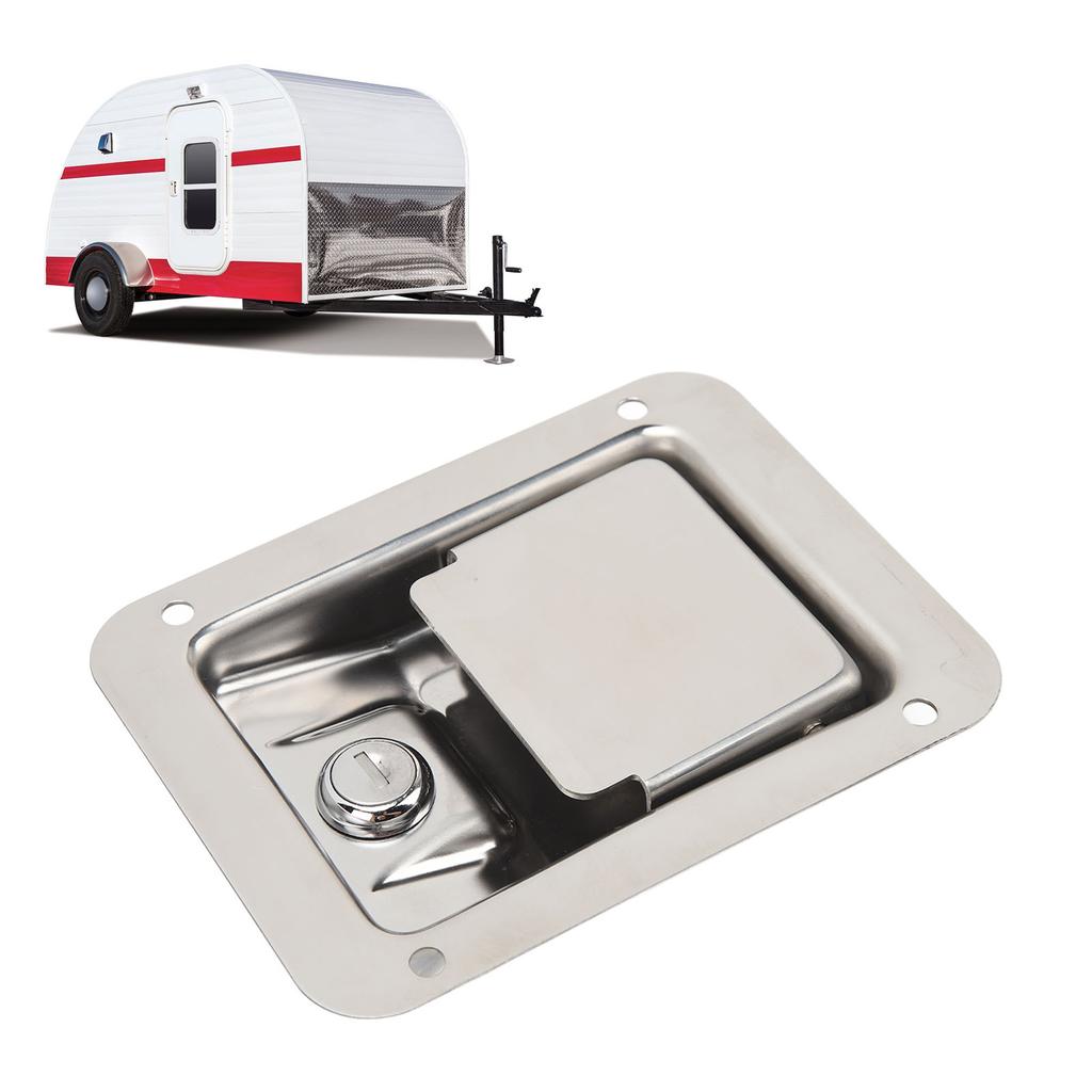 Trailer Door Key Lock Lock Stainless Steel Door Paddle Handle Lock Trailer Toolbox Lock for RVs Truc