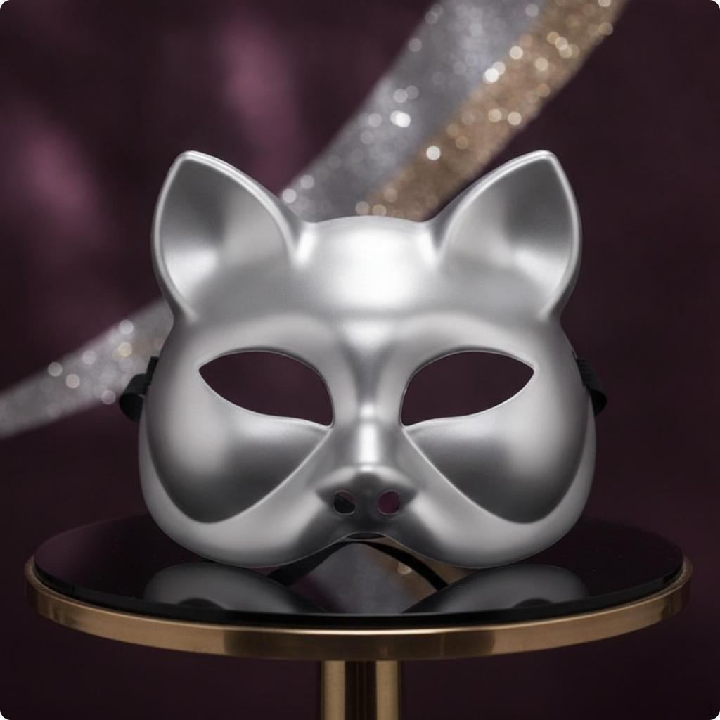Cat Half HalfFace Covering Enigmatic Masquerade Face Cute for Cosplayers, Kids,