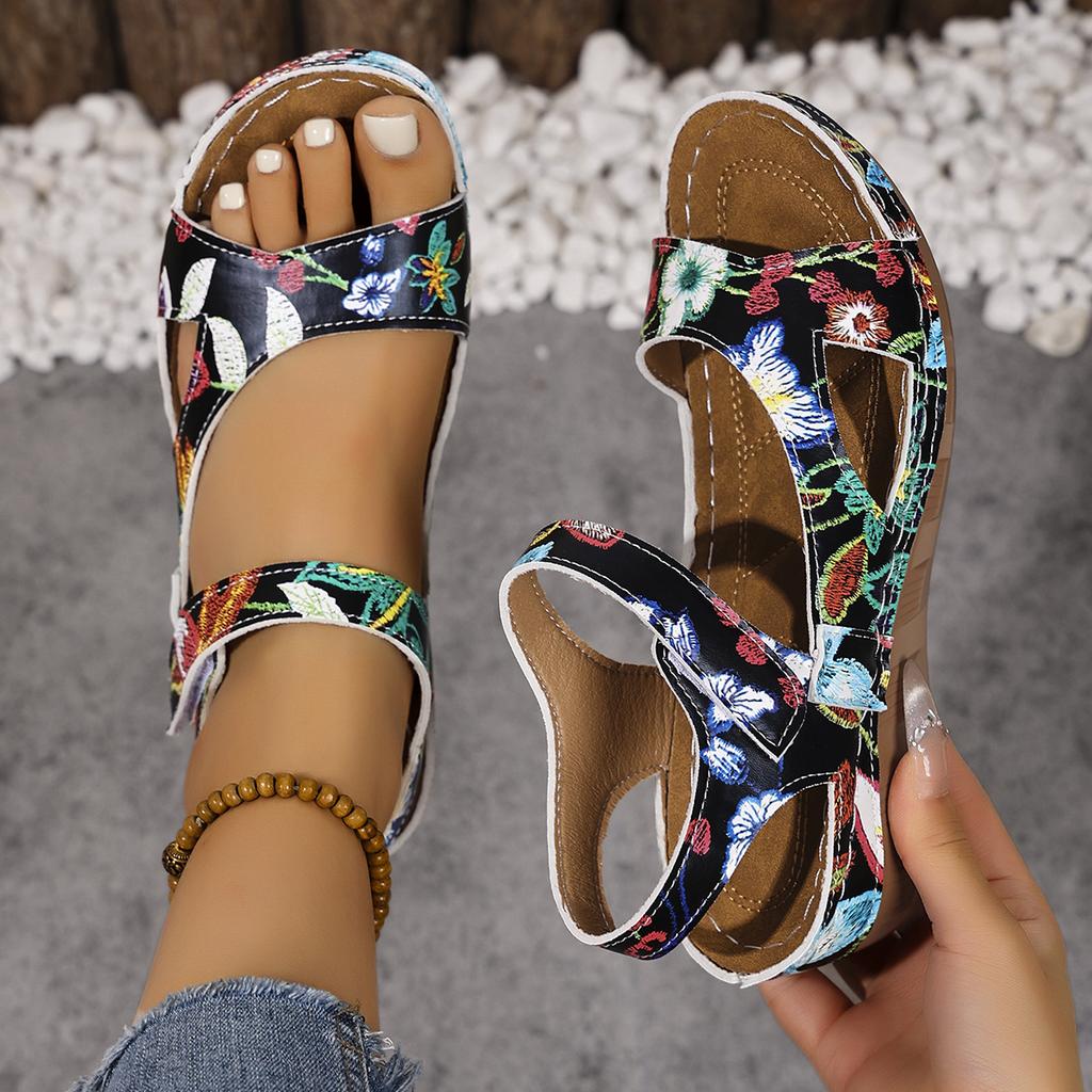 Fashion Women Sandals Floral Print Lightweight Large Size Shoes for Women Luxury Outdoor Comfortable Sandals Women Sandalias De Mujer