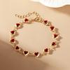 Vintage Colorful Crystal Love Heart Bracelet for Women Fashion Sweet Glass Crystal Bead Bracelet Luxury Wedding Jewelry Gift