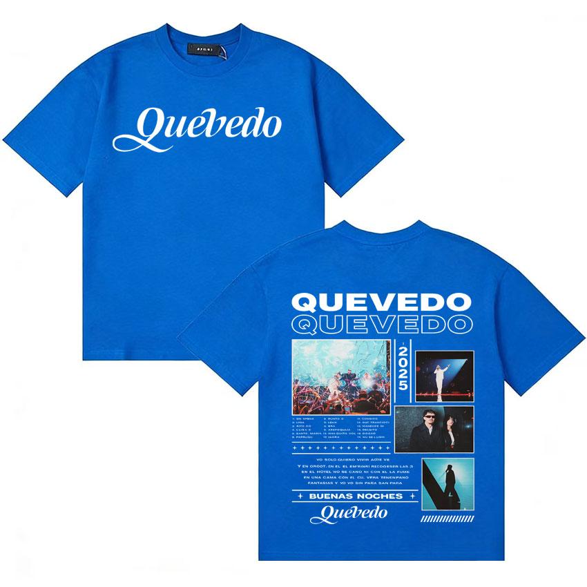 Singer QUEVEDO Buenas Noches 2025 Album Merch  T Shrit Unisex Women Fashion Casual Tees Double Sided Print Short Sleeves Streetwear
