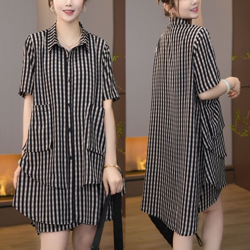 Printed Summer Fashion Two Piece Set Loose Plus Size T Shirt and Shorts Pants Slimming Outfit for Women