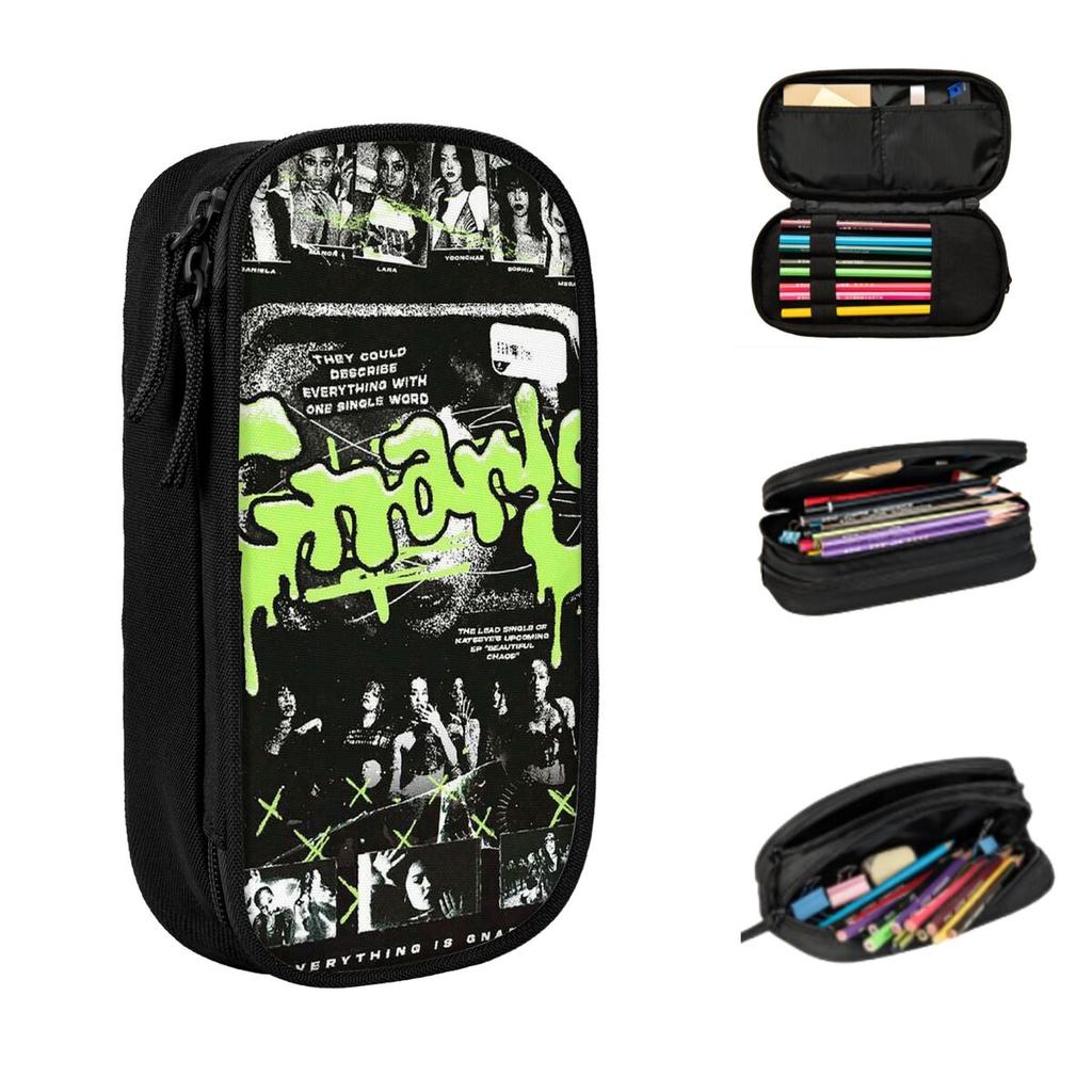 Korean Style KATSEYE Gnarly Pencil Case for Boys Girls Gifts Pen Box Pencil Bag Stationery Supplies Pen Holder Bag