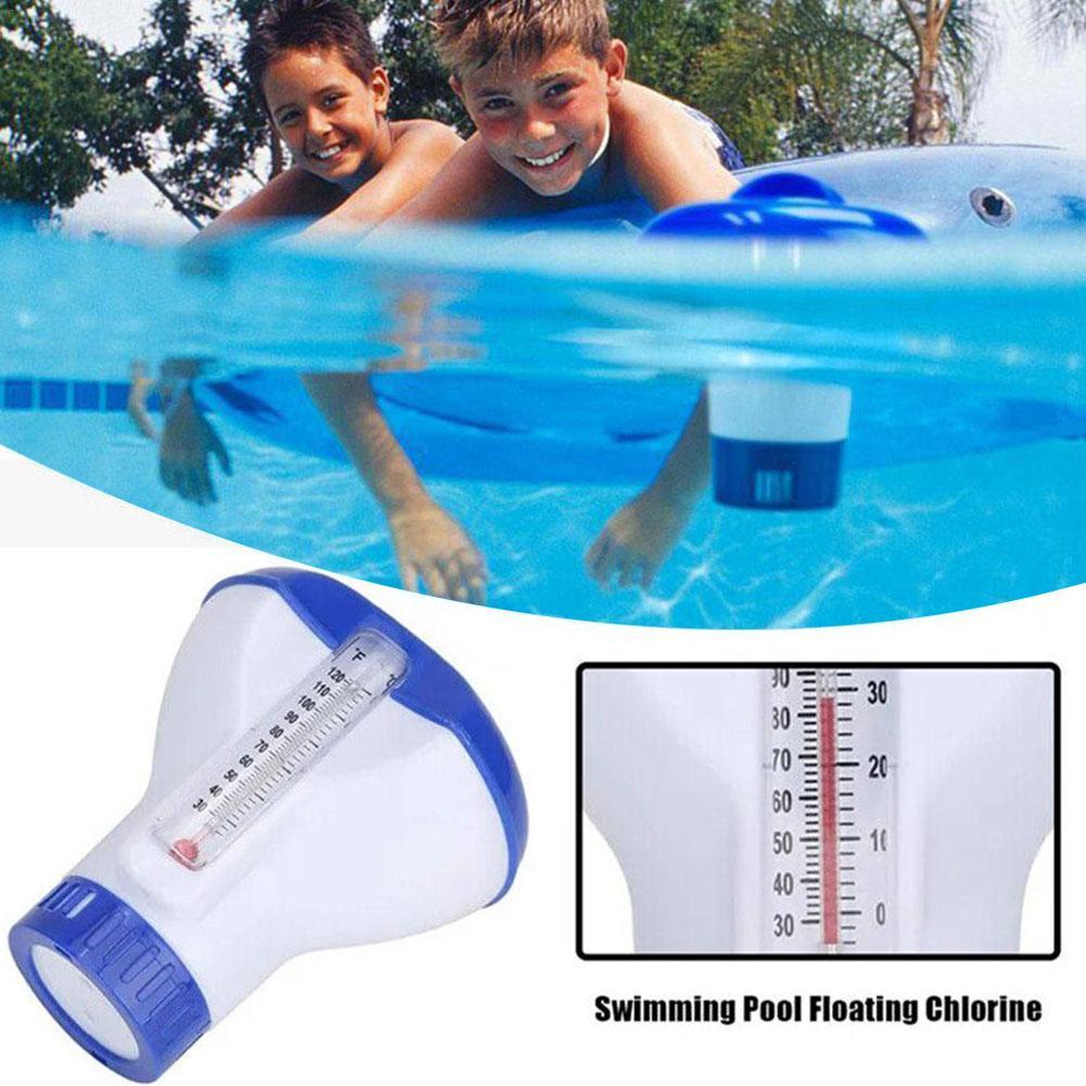 

Pool Floating Disinfectant Dispenser With Thermometer Disinfection Automatic Applicator Pump CN