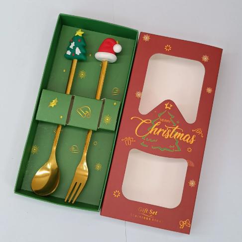 2/4/6 Stück Weihnachts-Gabel- und Löffel-Set, Edelstahl Kreatives Geschirr, Kaffee Tee Dessertgabeln und -löffel Geschenkset