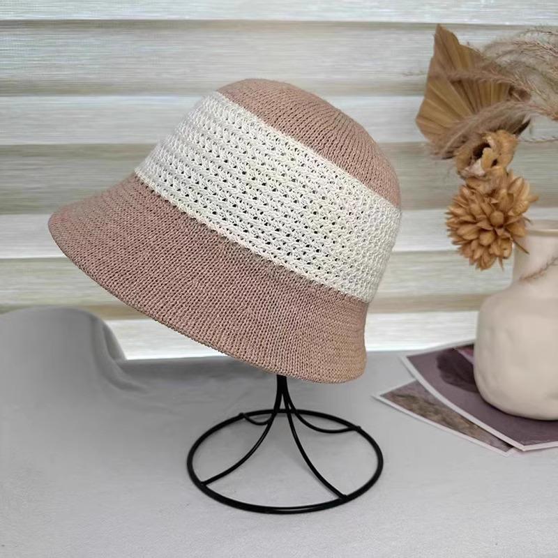 Small Bucket Hat Showing Off The Face  New Imitation Mink Velvet Contrast Color Knitted Fisherman Hat for Women