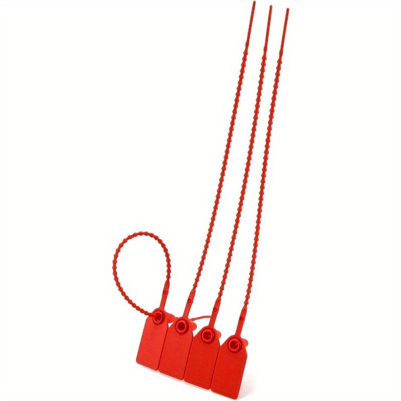 Kunststoff-Manipulationssicherungen, 100 Stück Manipulationssicherer selbstverriegelnder Sicherheits-Kabelbinder, Sicherheitsanhänger für Feuerlöscher und Brandschutz, 9-13/16" lang, Rot