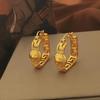 Copper-Plated Gold Hollow Design Medieval Style Earrings - High-End Temperament 