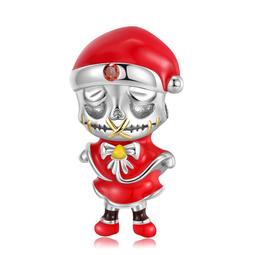 Skateboard Skull Charm 925 Sterling Silver Christmas Skeleton Beads for Women Fine Charms Bracelet Jewelry Making