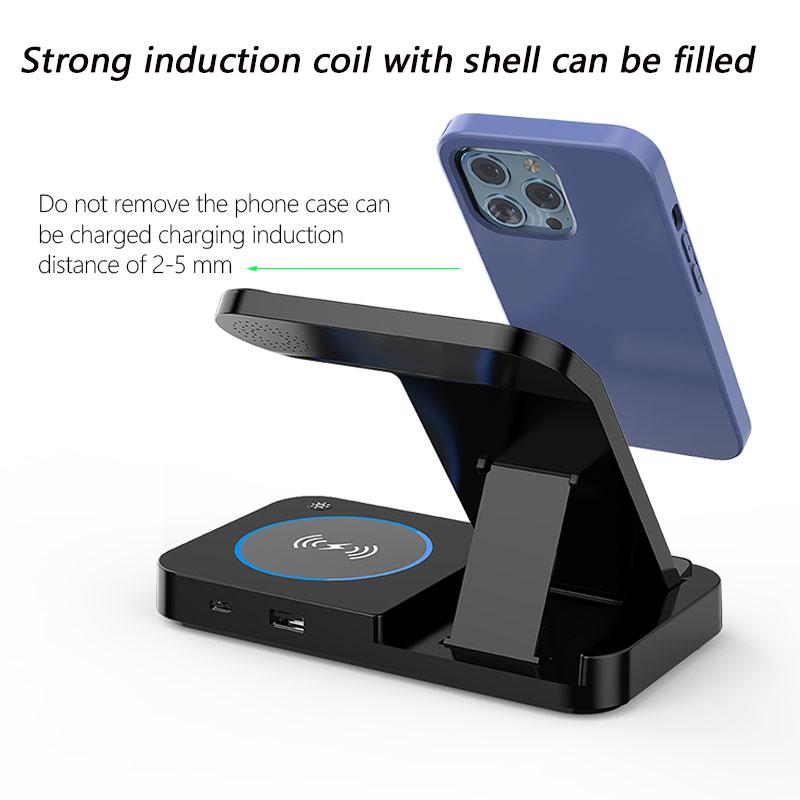 Ny Trend 15W Hurtig Trådløs Oplader Tre-i-Én Foldbar Magnetisk Suge Telefon Hovedtelefon Ur 4-i-Én Elektrisk Opladning