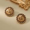 Medieval Vintage Western Vintage Plain Gold Warm Gold And Silver Needle Figurines Carved Personalized Stud Earrings