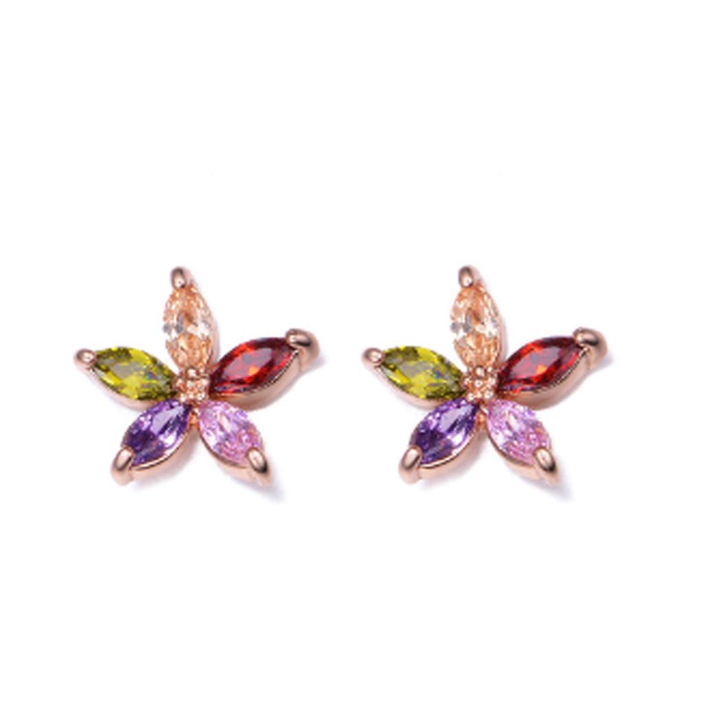 Multicolor Gemstone Stud Earrings Hypoallergenic Lightweight Design For Sensitive Skin Daily Wear Sparkling Jewelry