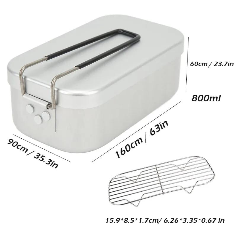 

Алюминиевые коробки для завтрака 800 мл, портативная посуда, жестяная банка для путешествий, кемпинга, пикника, туристическая миска, посуда, принадлежности для походов