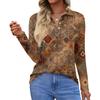 Women's Fashion Casual Lapel Short Long Sleeve Print Shirt Women's Button Up Tops