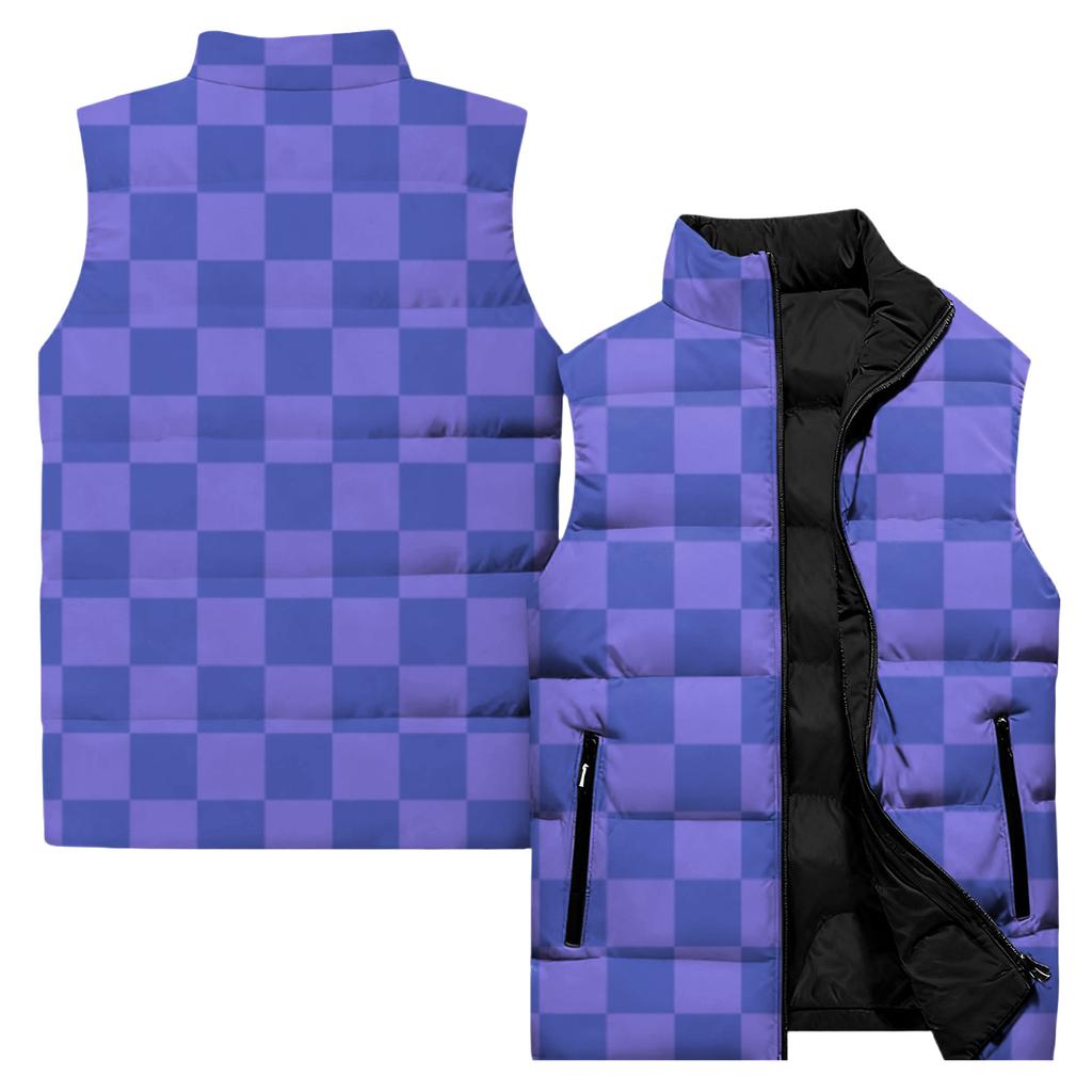 Ladies' Casual And Fashionable Sleeveless Vest Square Pattern Printing Cotton Jacket