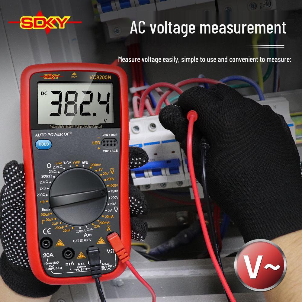 Shengde DT9205N High-Precision Digital Multimeter with Anti-Burn Protection and Auto Power-Off