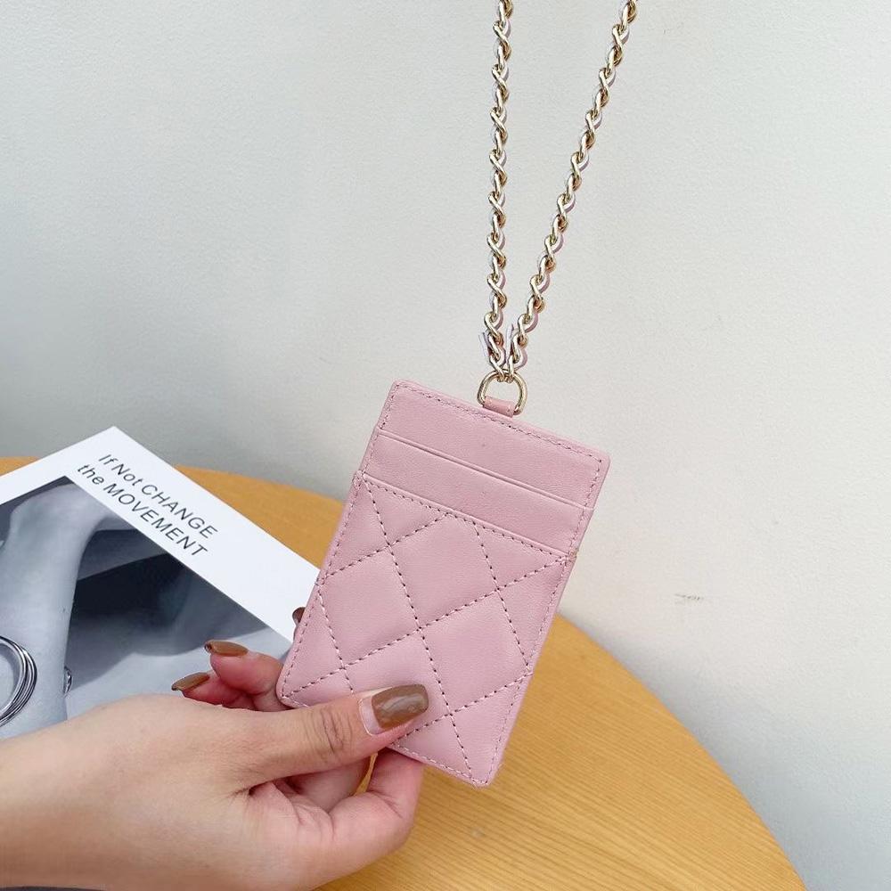 

Ромбовидный стеганый картхолдер из натуральной кожи с ремешком из плетеных цепочек, мягкая ягнячья кожа, женский картхолдер, мини-сумка для карт розовый