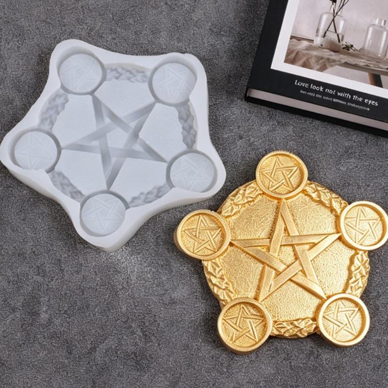 Handmade Candle Shaping Mould Five Cavity Star Pattern Candle Making Mould with Textured Border and Clear Lines for Handmade Candle Soap