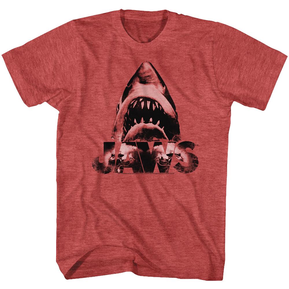 Jaws Shark Mens T Shirt Burnt Black Shark Red Heather In SM5XL Licensed  Unisex T-Shirt XXL