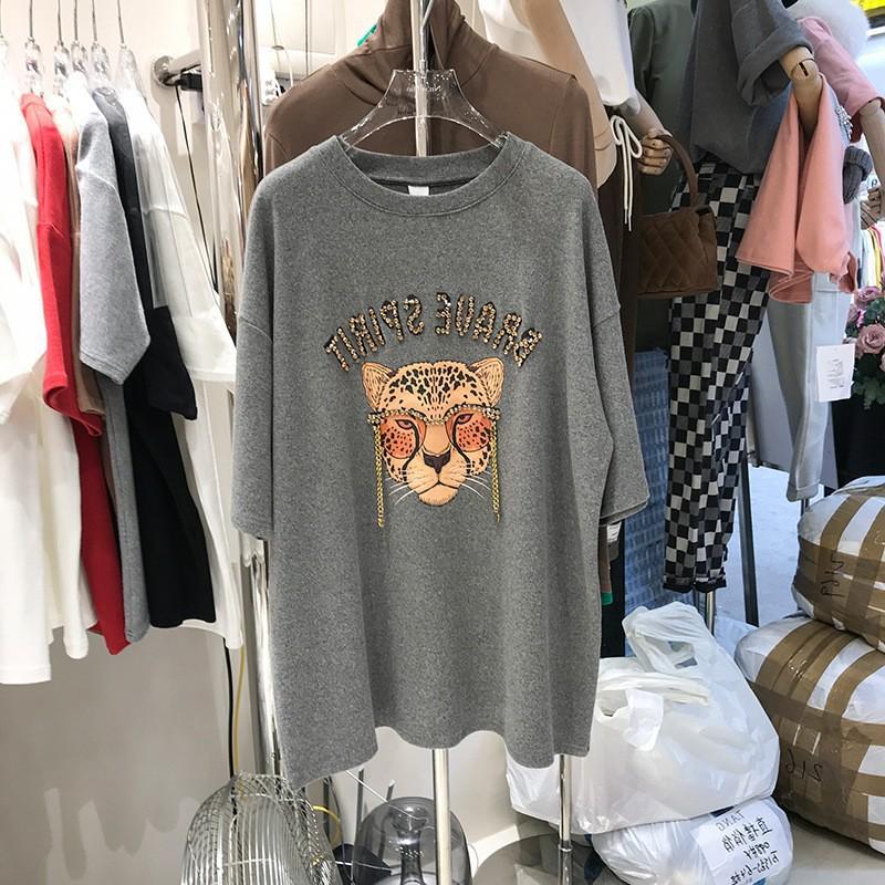 Women's Loose Fit Tiger Head Print Cotton T-Shirt, Spring/Summer 2022 Trend
