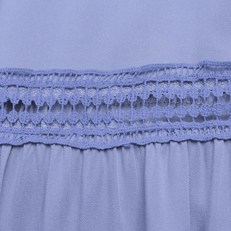 Elegant Ruffle Sleeve V-Neck Lace Patchwork Dress