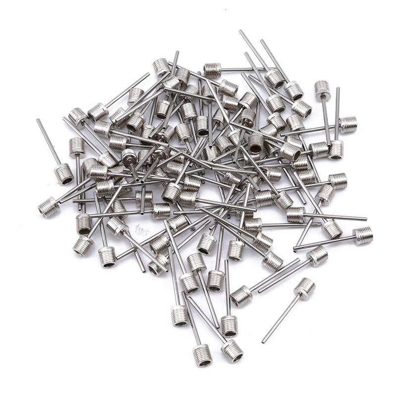 

100Pcs / 1Pack Sports Ball Inflating Pump Needle For Football Basketball Inflatable Air Valve Adaptor Stainless Steel Pump Pin
