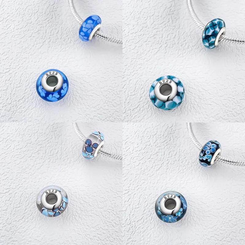 Original Copper Flower Charms Glass Bead Colored Murano Fit Bracelet Diy For Women Fine Jewelry Gifts Making