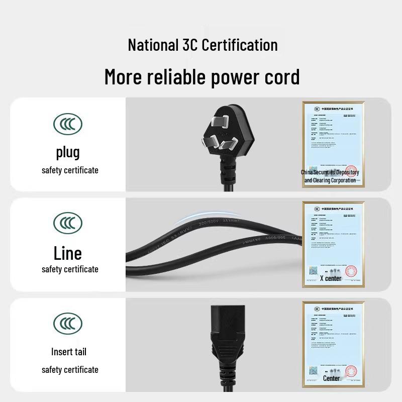 Universal Copper 3-Prong Power Cord for Computers and Appliances