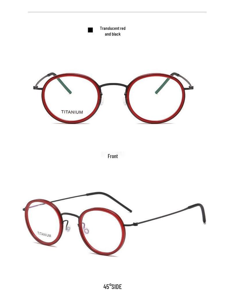 Linde 5805 Oval Titanium and Acetate Fashion Eyeglasses for Women and Men - Retro Business Style