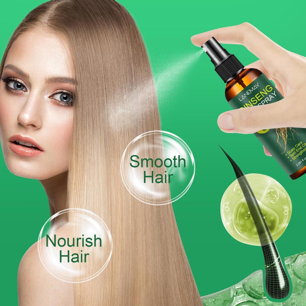 Ginseng Hair Spray-Vibrant And Shiny Hair, Care the Split End, Soothe Dry Scalp and Smoother Hair-With Minoxidil, Ginseng, 100ml
