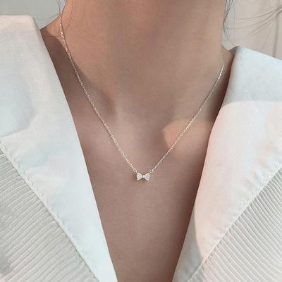 Japanese & Korean Summer Bow Clavicle Necklace: Simple, Sweet Pendant