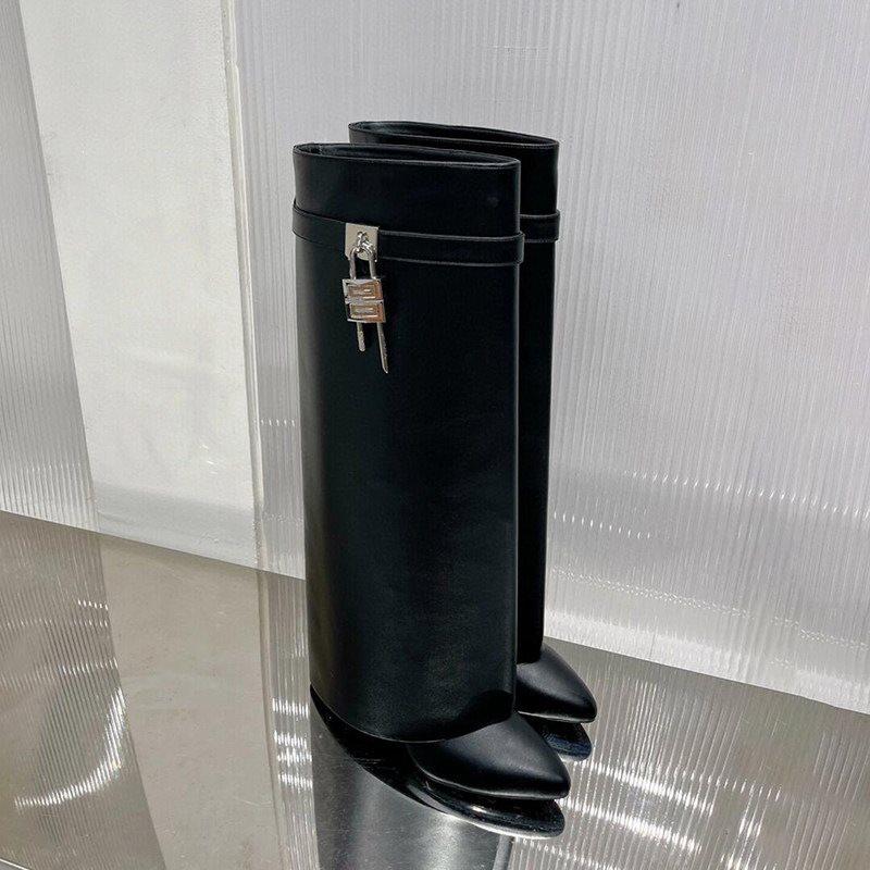 Große Lock-Stiefel Damen Mode Stiefel Spitze Hohe Stiefel