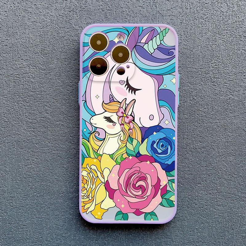 Cartoon Unicorn Phone Case For iPhone 12 13 Pro Max Mini XR XS X 8 7 Plus Back Cover For iPhone 11 14 Pro Max Shockproof Shells
