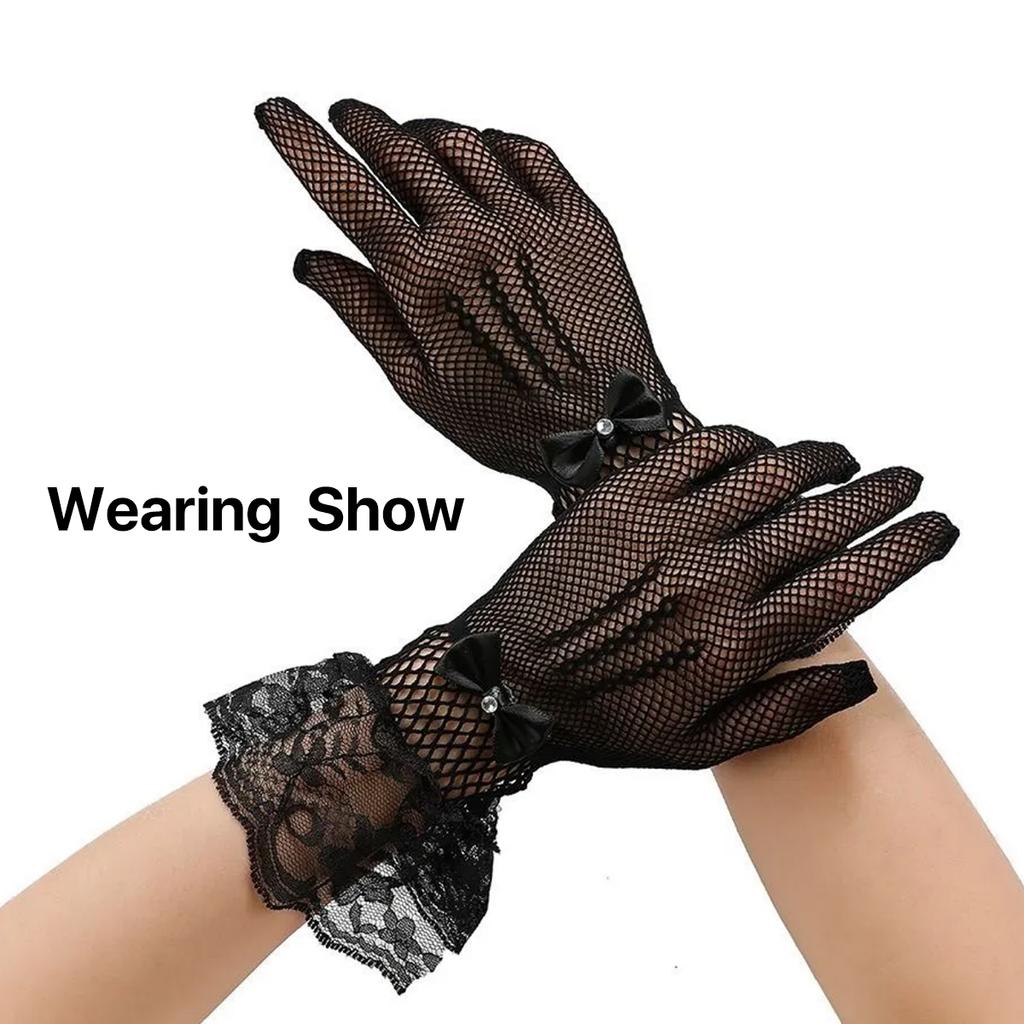 Modische sexy Handschuhe mit Spitzenbesatz für Damen Leichte atmungsaktive UV-schützende Armstulpen für Bräute Hochzeitskleid-Accessoires