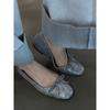 Sheepskin Version~ French Retro Bow Woven Flat-bottomed Ballet Shoes Women's Korean Version Leather Versatile Light Mouth Single Shoes