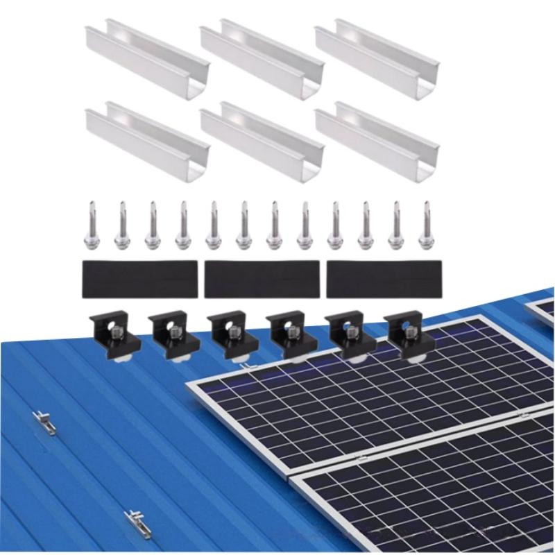 Solar Panel Mounting Brackets Set 4/6/10Pcs Mid End Clamps Rails Included Easy Install for Off Grid Solar System