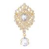 Vintage European-American Rhinestone Teardrop Brooch with Crown Pendant - Elegant Women's Accessory