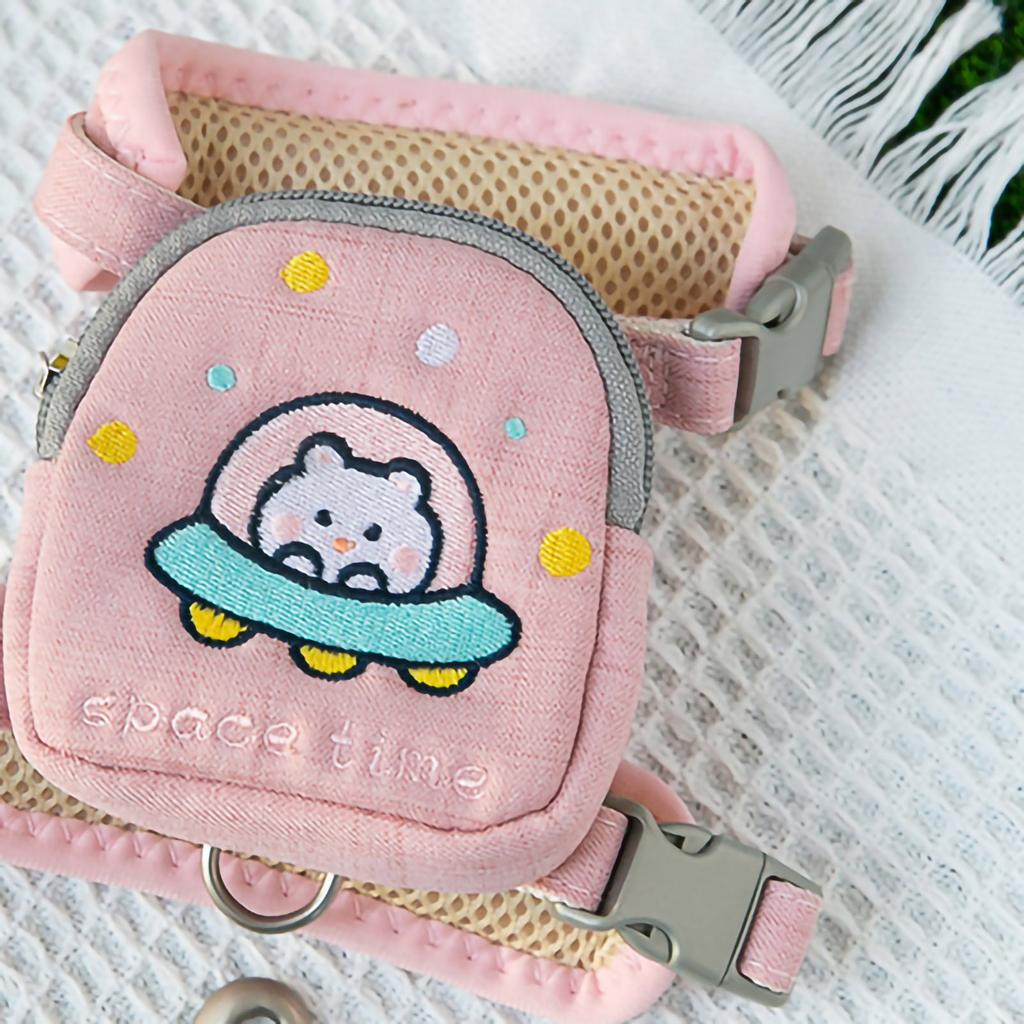 Pet Backpack Harness Adjustable Outdoor Cat Saddle Bags with Leash for Small Pets Cats Dogs