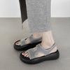 Sports Muffin Sandals Women's Ins Tide 2025 Summer New Item Stepping On Shit Feeling Platform Casual Beach Roman Sandals