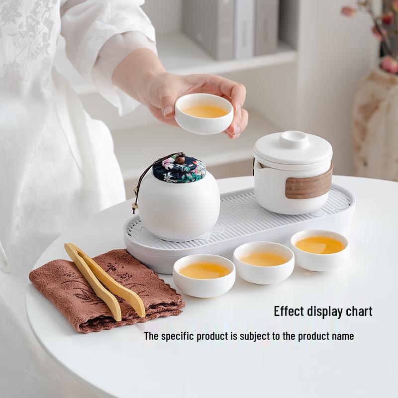 ChaXun Portable Ceramic Tea Set with Travel Bag