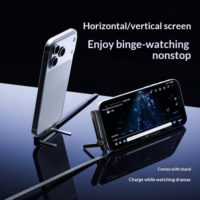 2-In-1 Type-C Cable Foldable Mobile Phone Holder 240W Fast Charging Data Cable Multifunction Phone Charge Bracket Dual Pd Cable